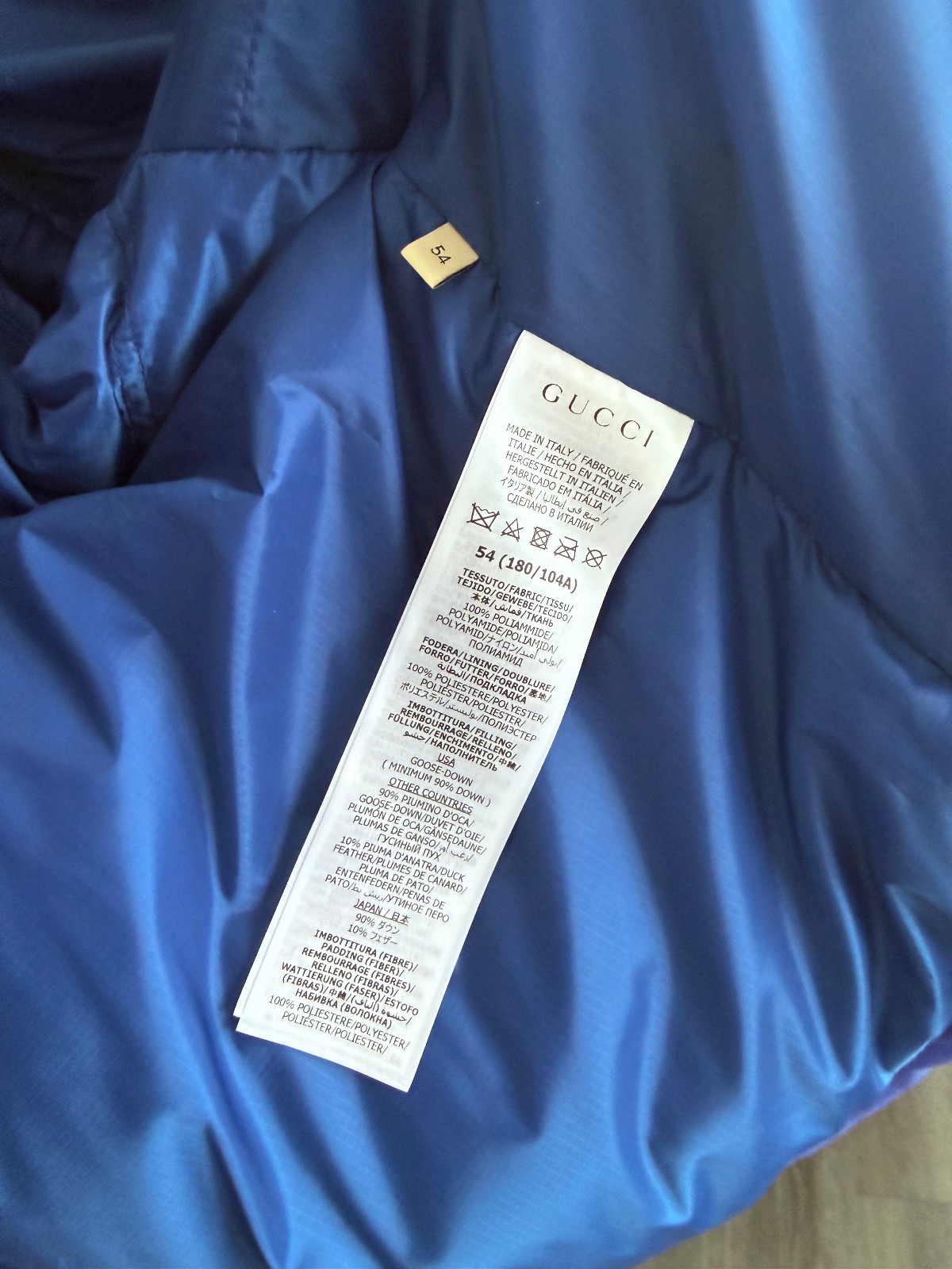 Gucci x Adidas Jacket Men’s L (IT 54) Blue White Down Puffer Hooded NWT Auth image 5