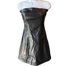 Princess Polly Halley Strapless Faux Leather Mini Dress Black US Size 4 NEW