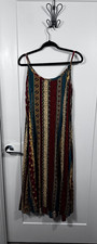 Vtg Boho In Sync Made in USA Sleeveless Maxi Dress Bohemian Paisley Floral Red