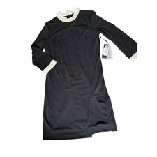 Karl Lagerfeld Paris Pearl Collar Shift Dress Black White Elegant Women Size 12