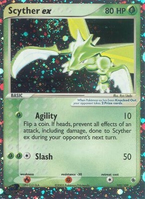 Pokemon Ruby & Sapphire Ultra Rare Scyther ex #102 [Lightly Played]