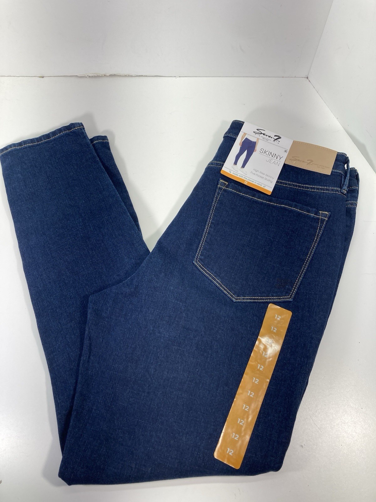 Seven7 Skinny Jeans Women Size 12 32X31 Blue Denim High Rise Stretch NWT