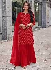 Indian Readymad Rayon Kurta Kurti With Sharara And Dupatta Set for Women's Gift