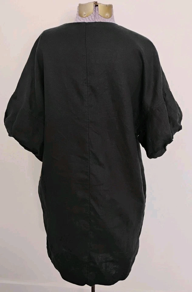 Mini Vestido Para Mujer BANANA REPUBLIC Botanica Bordado Negro Lino Tropical Foto 4 de 4