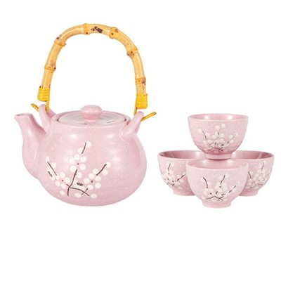 Japanese Plum Blossom Design Tea Set 27 fl oz Teapot with 4 Cups Serving