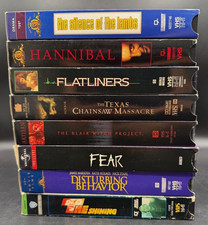 8 VHS Tapes Vintage Cult Horror Thrillers, Flatliners, Fear, The Shining, etc...
