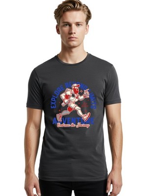 Explore-Beyond-Limits Mens Graphic Tee,100% Cotton,Casual Summer Wear