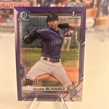 2021 1st Bowman PURPLE MOJO ROOKIE /250 Helcris Olivarez color match 