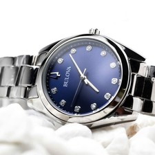 Bulova Surveyor 96P229 Blue Dial Diamonds Dial Stainless Steel Women's Watch