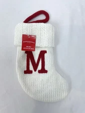 New Wondershop White Mini 8” Christmas Knit Stocking Initial Letter “M”