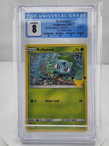 Bulbasaur Pokémon (2021) McDonald's Collection 2021 1/25 Confetti Holo CGC 8