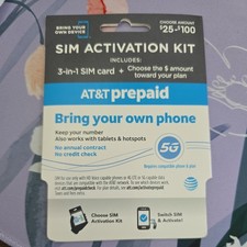 $25 AT&T Prepaid Unlimited  Plan Preloaded  SIM Card includes 1st Month