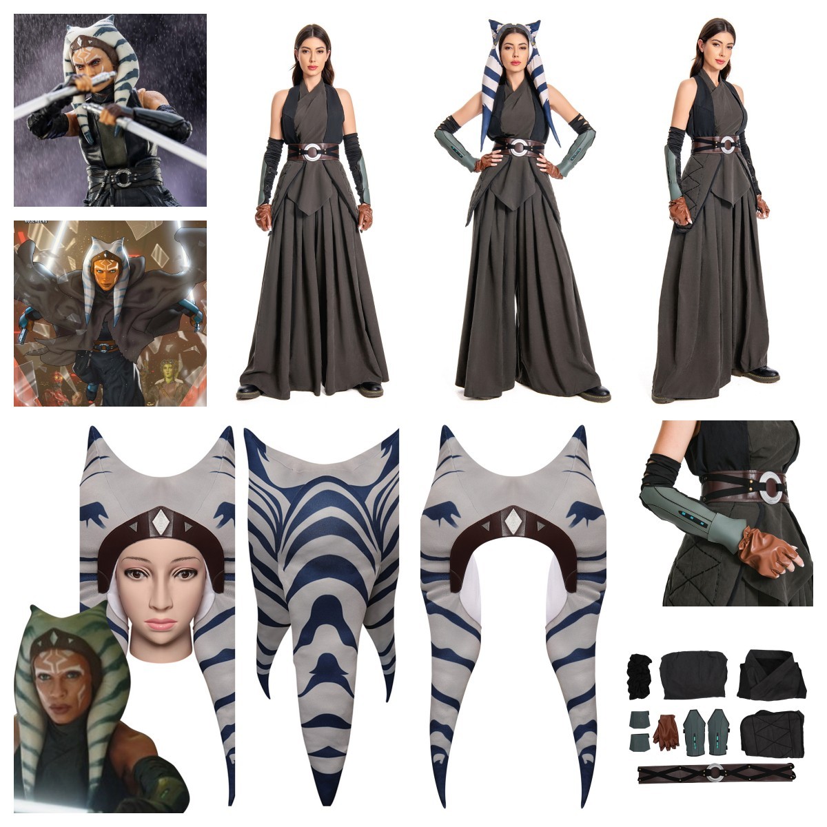 Reino Unido Star Wars Mandaloriano Ahsoka Tano Disfraz de Juegos con disfraces Ahsoka Trajes de batalla + Sombrero