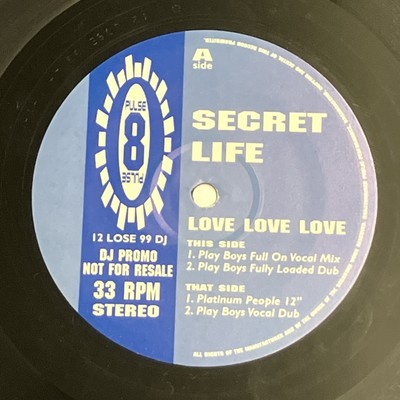 Secret Life - Love Love Love - Pulse-8 Records 12'' Vinyl 1996 UK