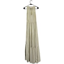 LC Lauren Conrad Yellow Striped Tiered Maxi Dress Sleeveless Tassel Boho Small