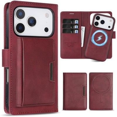 2IN1 Magnetic Mag Safe Leather Wallet Case For iPhone 17 Pro Max 16 15 14 13 12