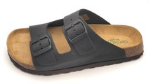 Grunland CB1631 Black Leather Double Buckle Foot Bottom Slipper C