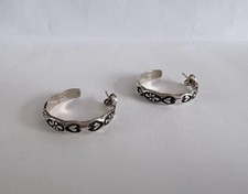 HJ Jewellery design Heart Stamped Hoop Earrings 925 Silver