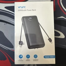 VRURC Portable Charger 20000mAh, Fast Charging Power Bank USB-C % Display BLACK