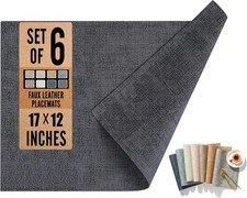 Faux Leather Placemat Set of 6 Double-Sided Waterproof Washable 17"X12"
