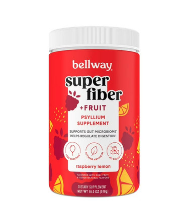 Bellway Super Fiber Fruit, Psyllium Husk Powder Fiber Supplement Raspberry Lemon