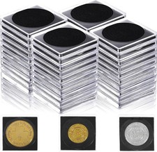 100Pcs Adjustable Acrylic Coin Collection Cases with Sponges, Coin Snap Holders,