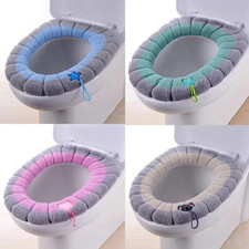 Toilet Seat Cover Soft Thicker Warmer Stretchable Washable Cushion Mat Bathroom
