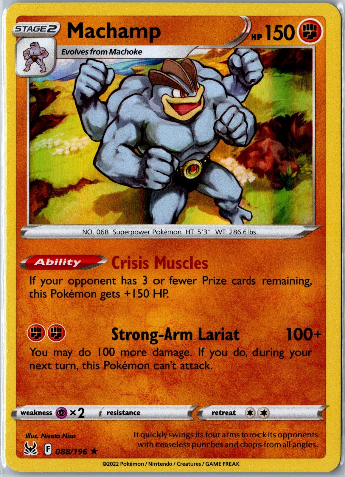 Pokemon Card - Machamp 088/196 Holo Rare Holo SWSH11: Lost Origin NM