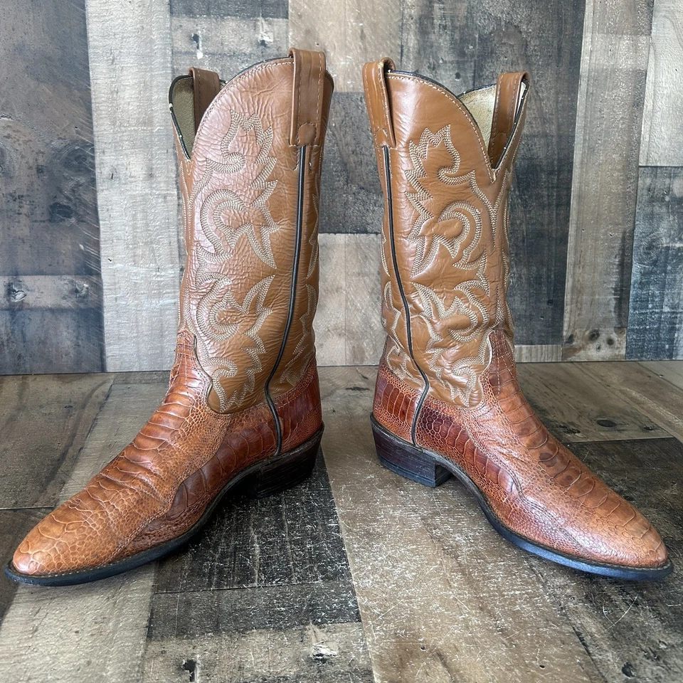 J Chisholm Vintage Ostrich Leg Western Cowboy Boots Mens 8 EE - Image 3 of 4