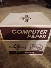 Main Street Computer Printer Paper Continuous Feed 9.5" x 11 2500 Sheet VTG NOS