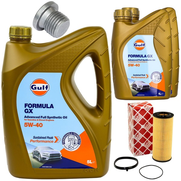 MotoröL Filter Set Gulf Formula GX 5W-40 7 Liter + Schraube FüR Audi A4 A5 3.0-image