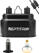 Dual Reptile Light Fixture with 100W Daytime Heat Bulb 100W Nighttime Ceramic