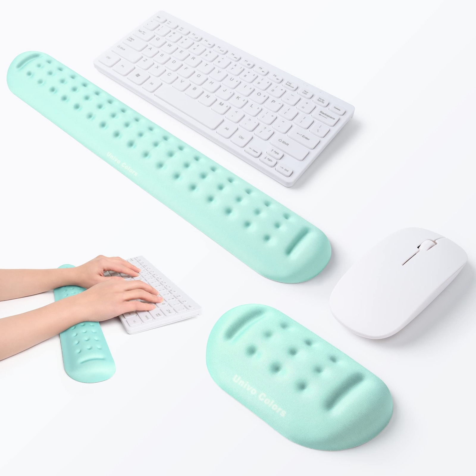 Univo Colors Turquoise Green Keyboard and Mouse Wrist Rest Support Set