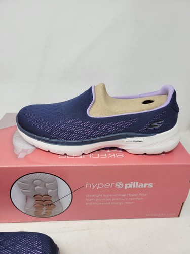 New Women's Skechers Go Walk 6-Cosmic Force 124522/NVLV Athletic Shoes Size 8 - Picture 3 of 10