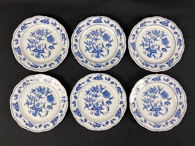 6 x BLUE DANUBE Onion Pattern Bread & Butter Plates 6 3/4'' Rectangle Mark Japan