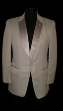Real Vintage Silver Gray Notched Satin Shawl lapel 1975 Disco Polyester TUXXMAN