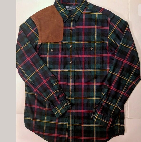 🔥Vintage Polo Ralph Lauren Sportsman Plaid Flannel Suede Shooting Shrt MEDIUM❗️ - Picture 2 of 2