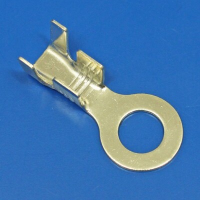 Tinned brass ring terminals - Wire crimp type, 8.2mm hole diameter - Pack of 10.
