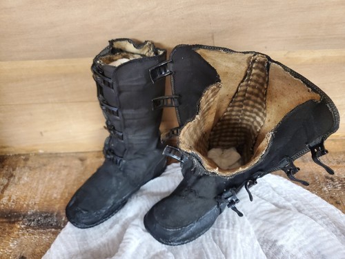 Vintage 1900's Goodrich Children's Shoes Kids Galoshes Black Rain Boots Buckle - Picture 9 of 11