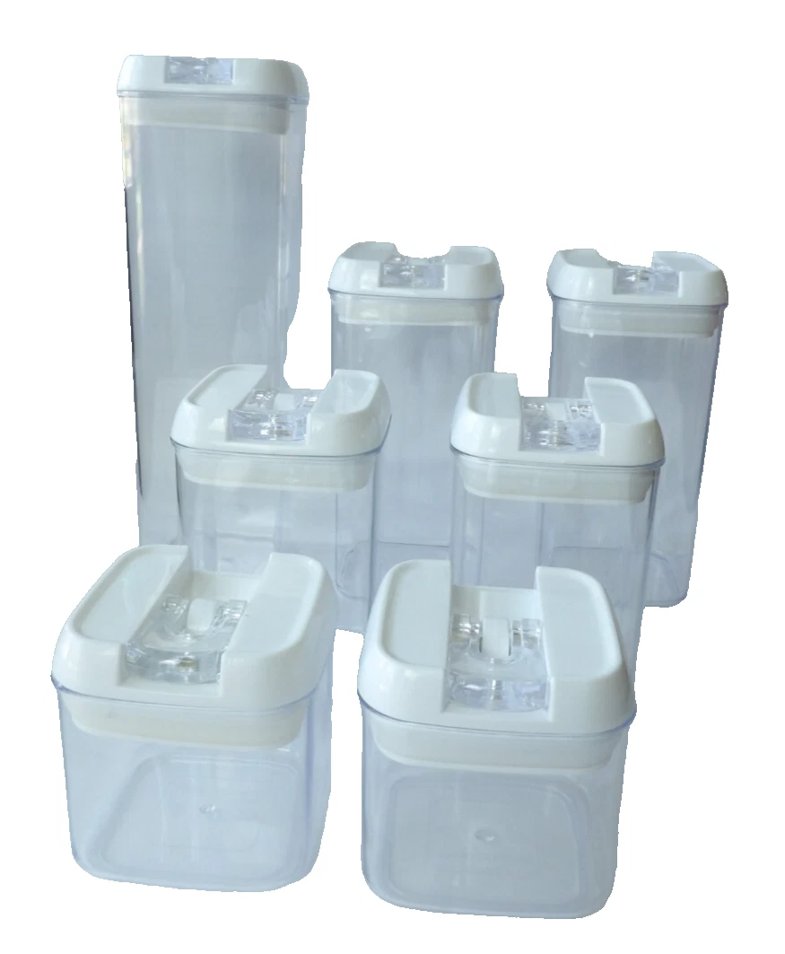 KEICO Airtight Food Storage Containers with Easy Lock Lids Clear 7 Pc Set NIB
