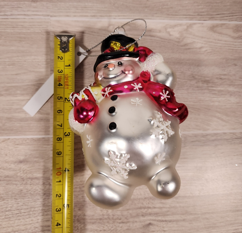 Robert Stanley Snowman Holding Gift Glass Ornament Christmas NWT - Picture 9 of 10