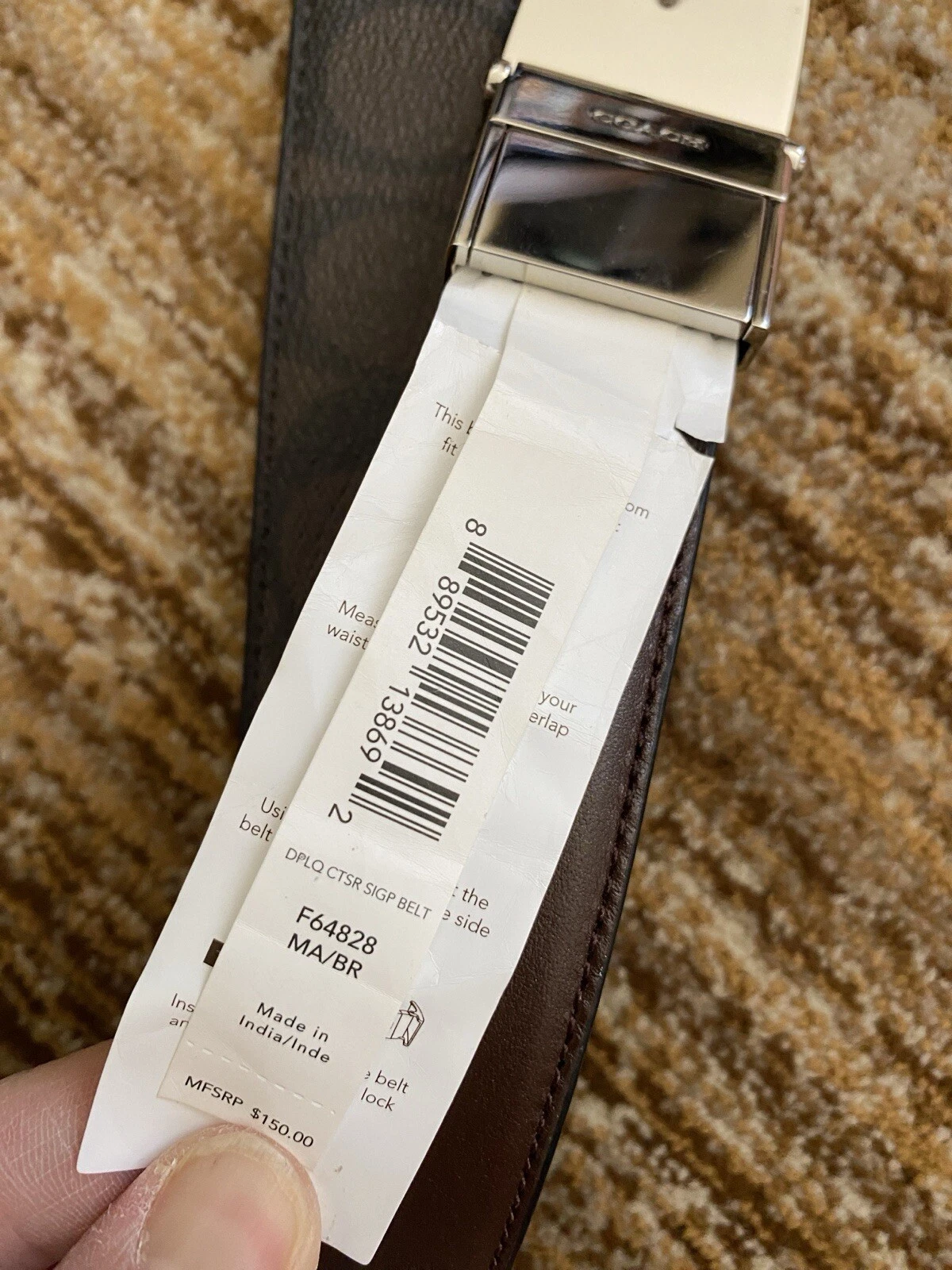 Abito uomo Coach placca taglio a misura cintura reversibile in tela firmato F64828