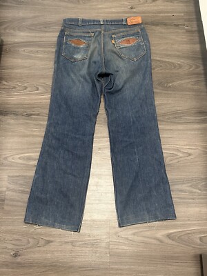 Vintage Levis 517 Orange Tab Jeans Talon Zip Dark Wash 32x30 USA