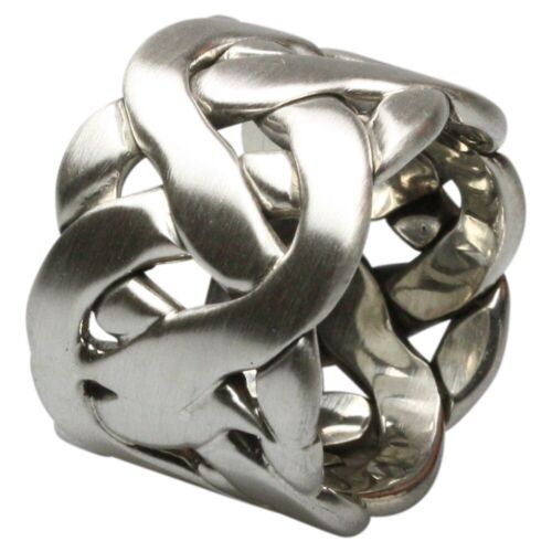 Szeroki solidny matowy srebrny pierścionek 925 ciekawy design - Zdjęcie 1 z 3