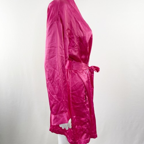 Victoria’s Secret rosa Satin Morgenmantel Einheitsgröße Langarm-Kimono mit Gürtel - Bild 5 von 9