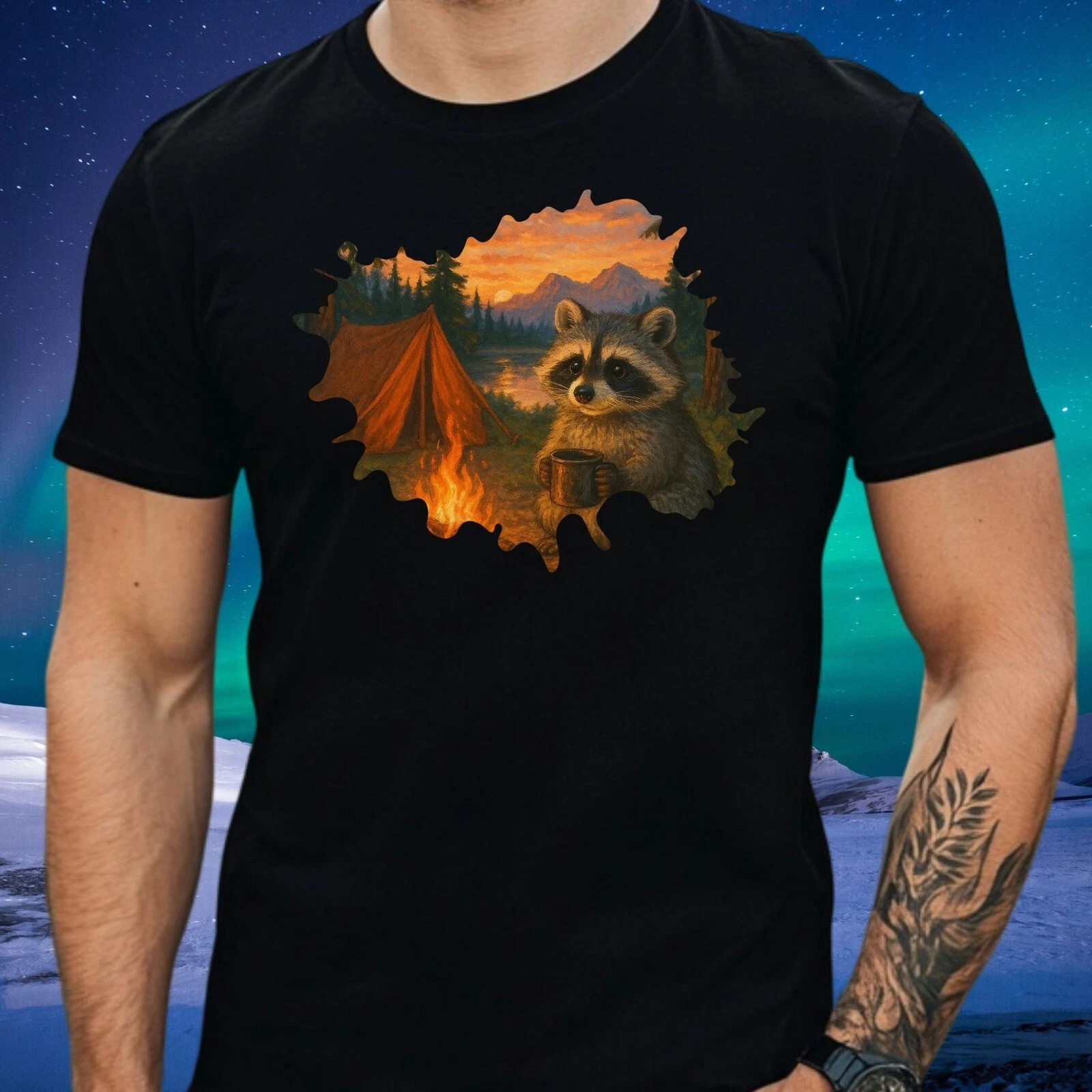 Mens Camping Raccoon Print Cotton T-Shirt Size S to 5XL
Opens in a new window or tab
