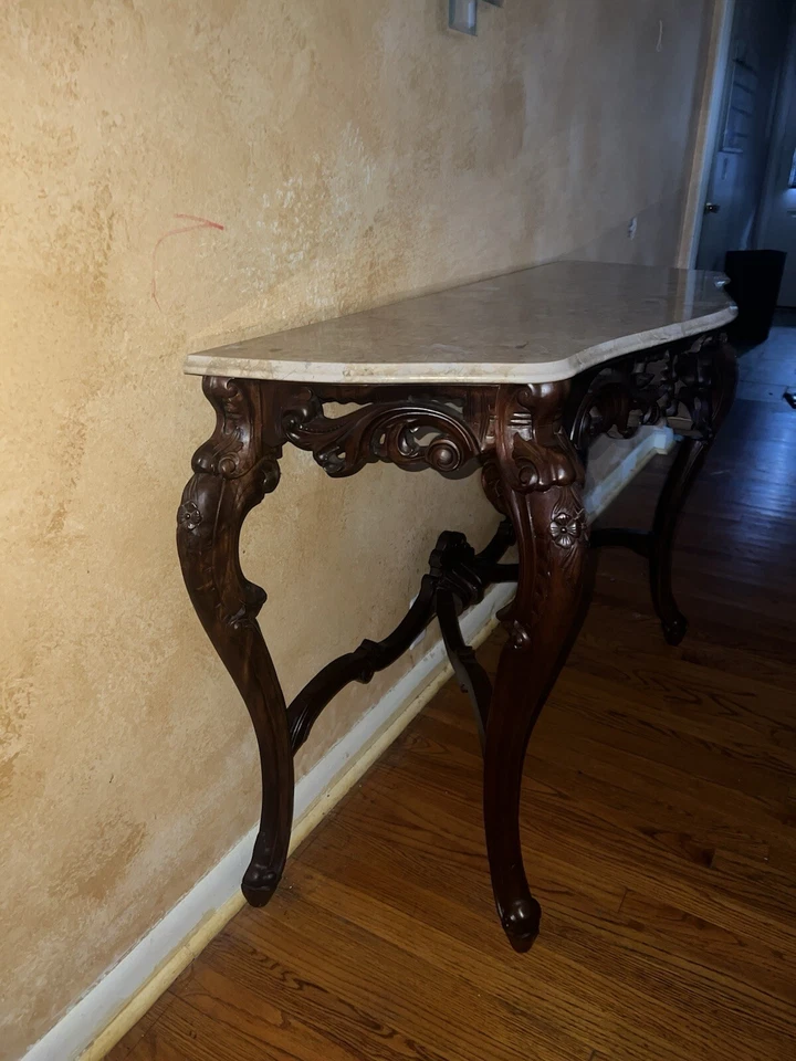 Italian Rococo Style Marble Top Console Table - Image 3 of 4