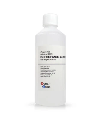 PURE CHEM Isopropyl Alcohol IPA (Isopropanol) 99.9% Lab Grade Pharma Quality 500ml Bottle