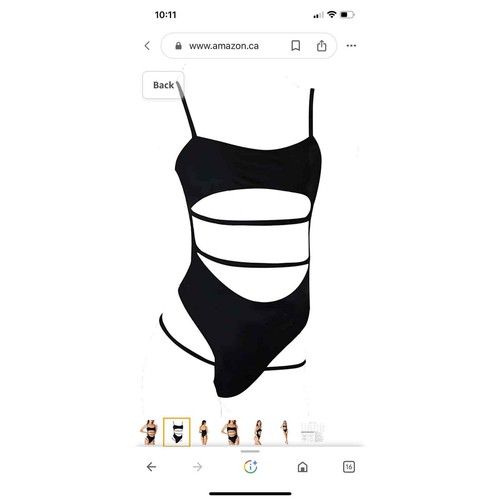 NWT Dohaooe Women's Size Medium Peek A Boo Cut Out One Piece Swimsuit Black - Picture 9 of 17