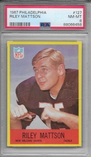 Philadelphia Football 1967 Riley Mattson #127 PSA 8 casi nuevo-como nuevo New Orleans Saints - Imagen 1 de 2